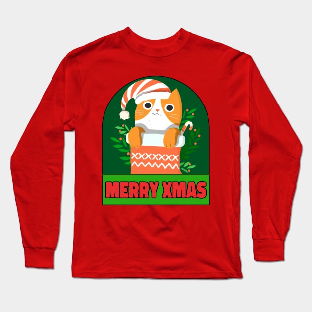 Christmas Cat Lover Christmas Shirt Long Sleeve T-Shirt by TayaDesign